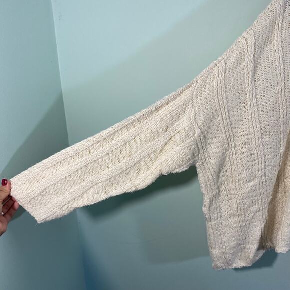 Eileen Fisher Women Cream Cable Knit Loose Fit Organic Cotton Sweater Size XL - Picture 5 of 8